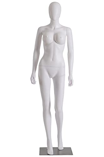 EurotonDisplay weiß matt abstrakte Schaufensterpuppe SDF2-white weiblich großer Brustumfang mit Metallplatte ohne Gesicht Female Mannequin Headless (Weiß) von Eurotondisplay