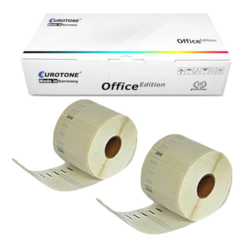 2x Eurotone Rolle Etikett 99018 kompatibel für Dymo LabelWriter & Seiko Etikettendrucker (38mm x 190mm) (bis zu 110 Stück) Vielzweck-Etikett von Eurotone