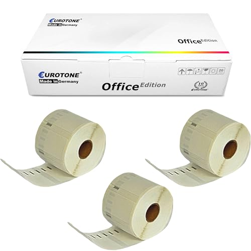 Eurotone 3X Rolle Etikett 99014 kompatibel für Dymo LabelWriter & Seiko Etikettendrucker (54mm x 101mm) (bis zu 220 Stück) Vielzweck-Etikett von Eurotone