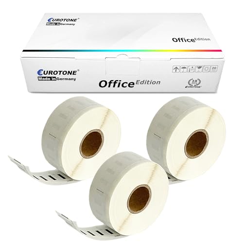 Eurotone 3X Rolle Etikett 99017 kompatibel für Dymo LabelWriter & Seiko Etikettendrucker (12mm x 50mm) (bis zu 220 Stück) Vielzweck-Etikett von Eurotone