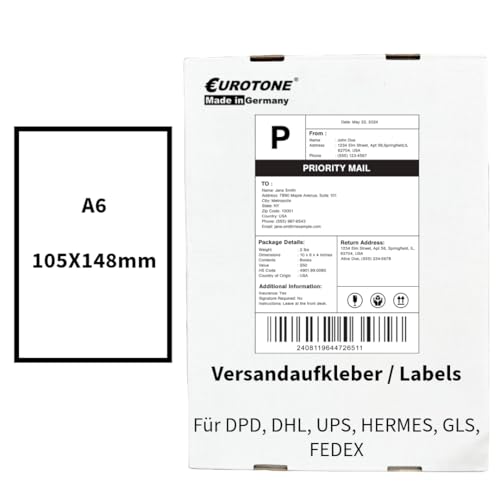 DHL Etiketten Versandaufkleber Label selbstklebend 102 mm x 207 mm für Laserdrucker/Tintenstrahldrucker 1.000 Blatt 910-300-710 DHL Etiketten Versandaufkleber Label selbstklebend 102 mm x 207 mm für Laserdrucker/Tintenstrahldrucker 1.000 Blatt 910-300-710 von Eurotone