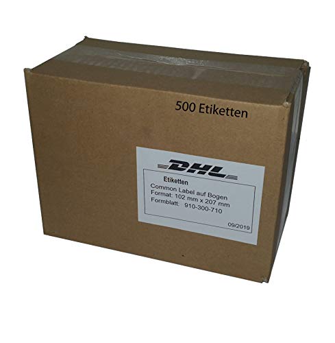 DHL Etiketten Versandaufkleber Label selbstklebend 102 mm x 207 mm für Laserdrucker / Tintenstrahldrucker 500 Blatt 910-300-710 von Eurotone