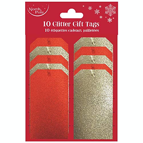 Clairefontaine X-25623-GTC - Set mit 10 Etiketten ideal für Geschenke, mit Glittereffekte, 1 Set, Rot / Gold von Clairefontaine