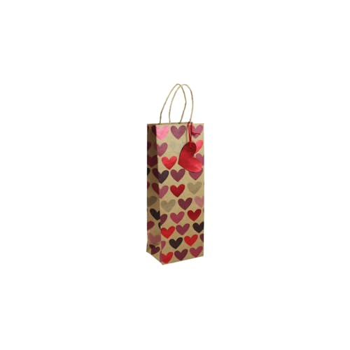 Clairefontaine 28506-4Cpack – ein Set mit 6 Geschenktüten aus Kraftpapier – Maße: 12,7 x 9 x 35,5 cm – 210 g – Motiv: Herzen und Herzen auf Kraftpapier – Geschenkverpackung – Flasche von Eurowrap