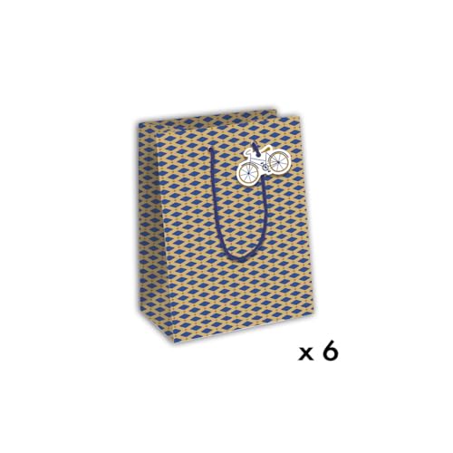 Clairefontaine 32439-3Cpack Geschenktüten aus Kraftpapier, mittelgroß, 21,5 x 10,2 x 25,3 cm, 210 g, Motiv: Fahrräder, Geschenkverpackung, ideal für: Buch, Spiel, kleine Geschenke von Eurowrap
