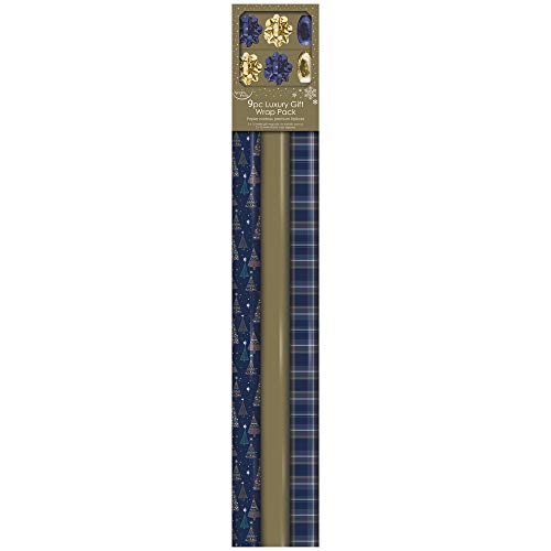 Clairefontaine X-29772-GWC - Set mit 3 Rollen Geschenkpapier 70g, 4 Schleifen et 2 Spulen mit Metalleffekt Blau/Gold, Blau sGoldtiert Clairefontaine X-29772-GWC - Set mit 3 Rollen Geschenkpapier 70g, 4 Schleifen et 2 Spulen mit Metalleffekt Blau/Gold, Blau sGoldtiert von Eurowrap
