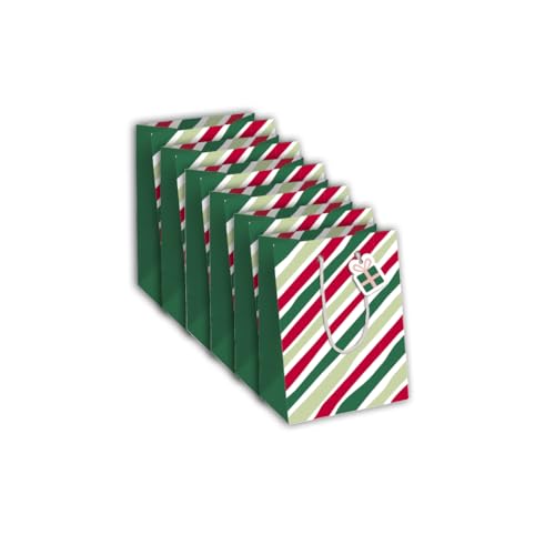 Clairefontaine X-30882-3Cpack Geschenktüten Excellia, mittelgroß, 21,5 x 10,2 x 25,3 cm, 210 g, Motiv: rote und grüne Streifen, Geschenkverpackung, ideal für: Buch, Spiel, kleine Geschenke von Eurowrap