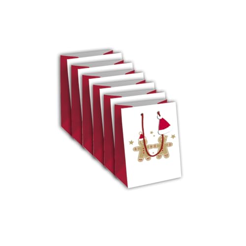 Clairefontaine X-30900-3Cpack Geschenktüten aus Kraftpapier, mittelgroß, 21,5 x 10,2 x 25,3 cm, 210 g, Motiv: Lebkuchen, Weiß auf Kraft, ideal für: Buch, Spiel, kleine Geschenke von Eurowrap