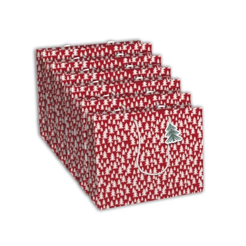 Clairefontaine X-32796-6Cpack Geschenktüten Excellia, Format Shopping, 37,3 x 11,8 x 27,5 cm, 210 g, Motiv: Tannenbäume, Geschenkverpackung, ideal für: Gesellschaftsspiele, Puzzles von Eurowrap