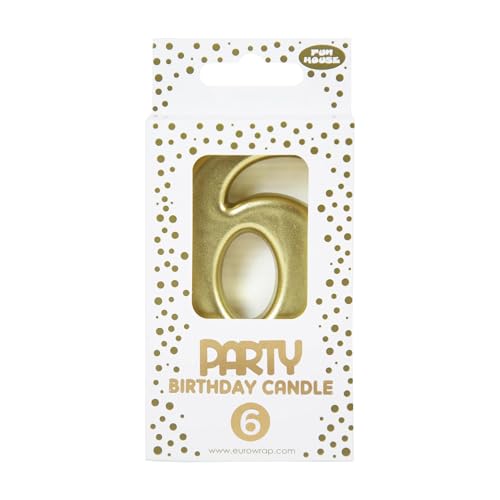 Eurowrap 33700-6C – Zahlenkerze, Gold, 6 – PAQ DE 6 von Eurowrap
