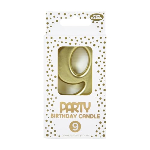 Eurowrap 33700-9C – Zahlenkerze, Gold, 9 – PAQ DE 6 von Eurowrap