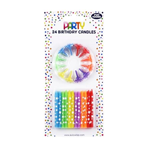 Eurowrap 33703-MC – Set mit 24 Kerzen, Motiv Sterne, 6 Stück von Eurowrap