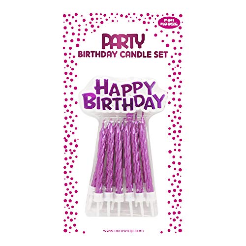 Eurowrap Clairefontaine 26568-PC - Set mit 12 Kerzen + 12 Kerzenhalter + Deko ''Happy Birthday'', Rosa, 1 Set Eurowrap Clairefontaine 26568-PC - Set mit 12 Kerzen + 12 Kerzenhalter + Deko ''Happy Birthday'', Rosa, 1 Set von Eurowrap
