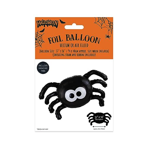 Eurowrap Halloween Spinne Ballon Folie Helium oder Luft gefüllt Dekoration mit aufblasendem Strohhalm und Band von Eurowrap