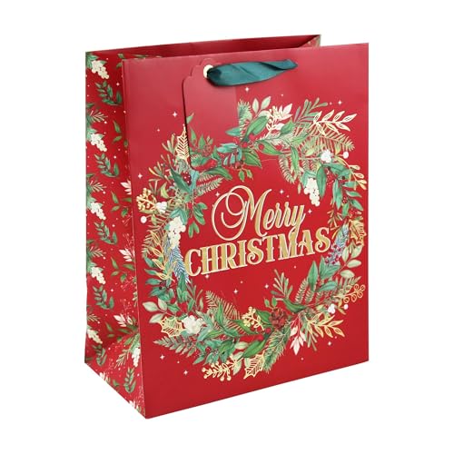 Eurowrap X-34094-2C – Merry Christmas, rot, Excellia, große Tasche, 26,5 x 14 x 33 cm, 12 Stück von Eurowrap