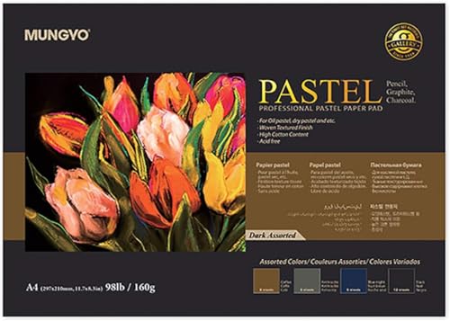 MUNGYO Professioneller Pastellpapierblock, A4-Größe, Ölpastellpapier, 30 Blatt (verschiedene dunkle Farbe), Zeichenbrett, Künstlerpapier, Kunst & Handwerk, Hobby von Eutuxia