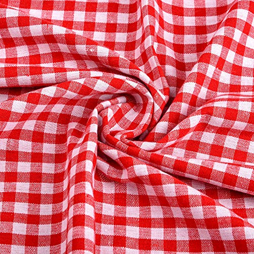 Euvoym 1 m karierter Stoff in Rot und Weiß mit Vichy-Muster, 152,4 cm breit, kariert, Polybaumwollstoff, karierte Tischdecke für DIY-Kleidung von Euvoym