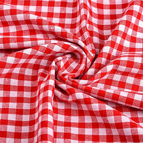 Euvoym 1 m karierter Stoff in Rot und Weiß mit Vichy-Muster, 152,4 cm breit, kariert, Polybaumwollstoff, karierte Tischdecke für DIY-Kleidung von XNHIU