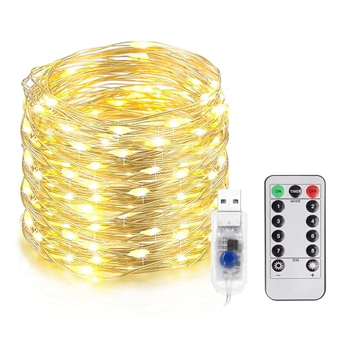 20M LED-Lichterkette, 200 66ft LED Wasserdichte Silberdraht-Lichter, USB Aufladbare Lichterkette, 8 Modi mit Fernbedienung Warmweiß für Garten, Patio, Zimmer, Party, Weihnachtsfeier Hochzeit, DIY 20M LED-Lichterkette, 200 66ft LED Wasserdichte Silberdraht-Lichter, USB Aufladbare Lichterkette, 8 Modi mit Fernbedienung Warmweiß für Garten, Patio, Zimmer, Party, Weihnachtsfeier Hochzeit, DIY von EvaStary