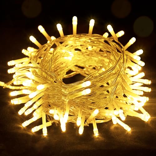 EvaStary 5M 50 LED Lichterkette Innen/Außen, Warmweiß, IP44 Wasserdicht, 6h Timer, Batteriebetrieben (3 AA, nicht im Lieferumfang enthalten), für Zimmer, Garten, Terrasse, Party, Dekoration von EvaStary