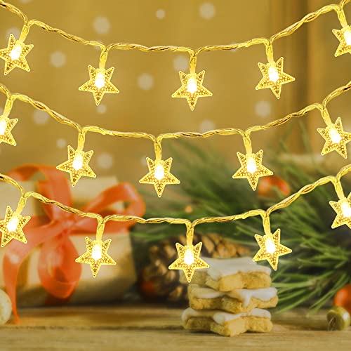 EvaStary Sternenlichterkette, 2 Modi 6M 40LED batteriebetriebene Lichterketten, wasserdichtes, funkelndes Licht für Weihnachten, Hochzeit, Geburtstag, Feiertagsfeier, drinnen und draußen, warmweiß von EvaStary