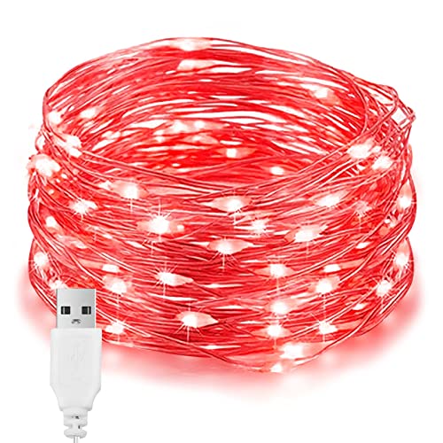 LED Lichterkette Rot, 10M 100 LEDS Silberfaden Lichterketten, USB-betriebene Stecker-Lichterkette IP65 Wasserdichter Für Geschenk Deko, Hochzeit, Zimmer, Home Deko, Weihnachten Party, Rot LED Lichterkette Rot, 10M 100 LEDS Silberfaden Lichterketten, USB-betriebene Stecker-Lichterkette IP65 Wasserdichter Für Geschenk Deko, Hochzeit, Zimmer, Home Deko, Weihnachten Party, Rot von EvaStary