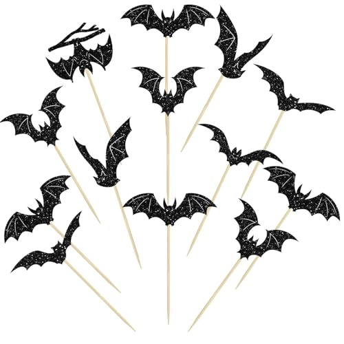Evadollina Halloween Cupcake Deko, 24 Stück Halloween Cupcake Topper, Fledermäuse Topper, Fledermaus Muffin Dekoration, Vampir Deko, Fledermäuse Topper, für Partys, Festivals Evadollina Halloween Cupcake Deko, 24 Stück Halloween Cupcake Topper, Fledermäuse Topper, Fledermaus Muffin Dekoration, Vampir Deko, Fledermäuse Topper, für Partys, Festivals von Evadollina