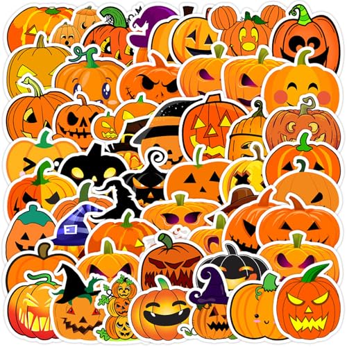 Evadollina Halloween Sticker, 50 Stück Halloween Aufkleber, Kürbis Sticker, Kürbis Theme Aufkleber, für Kinder, Jugendliche und Erwachsene, Ideal für Wasserflaschen, Laptops und Tassen Evadollina Halloween Sticker, 50 Stück Halloween Aufkleber, Kürbis Sticker, Kürbis Theme Aufkleber, für Kinder, Jugendliche und Erwachsene, Ideal für Wasserflaschen, Laptops und Tassen von Evadollina