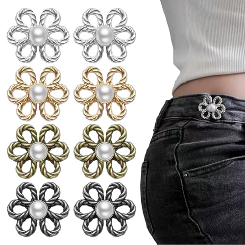 Evadollina Hosenbund Enger Machen, 10 Stück Hosenbundstraffer mit Blumenmuster, Waist Clip, Jeans Knopf Ohne Nähen, Druckknöpfe Ohne Nähen, Druckknopf, Hosenbunderweiterung, Buttons, Schnallen und Evadollina Hosenbund Enger Machen, 10 Stück Hosenbundstraffer mit Blumenmuster, Waist Clip, Jeans Knopf Ohne Nähen, Druckknöpfe Ohne Nähen, Druckknopf, Hosenbunderweiterung, Buttons, Schnallen und von Evadollina