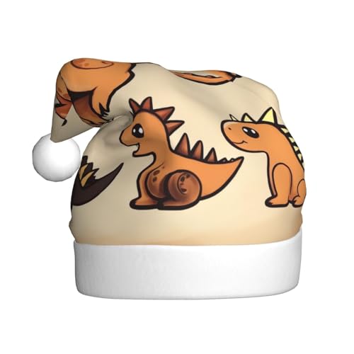 Evanem Weihnachtsmütze mit niedlichem Dinosaurier-Motiv, für Erwachsene, beleuchtete Weihnachtsmütze, Plüschmütze für Silvesterparty und Feiertags-Event von Evanem