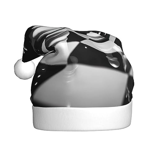 Evanem Weihnachtsmütze schwarz und weiß Schach Weihnachtsmütze für Erwachsene Leuchtende Weihnachtsmützen Plüsch Santa Cap für Neujahrsparty und Urlaub Event von Evanem