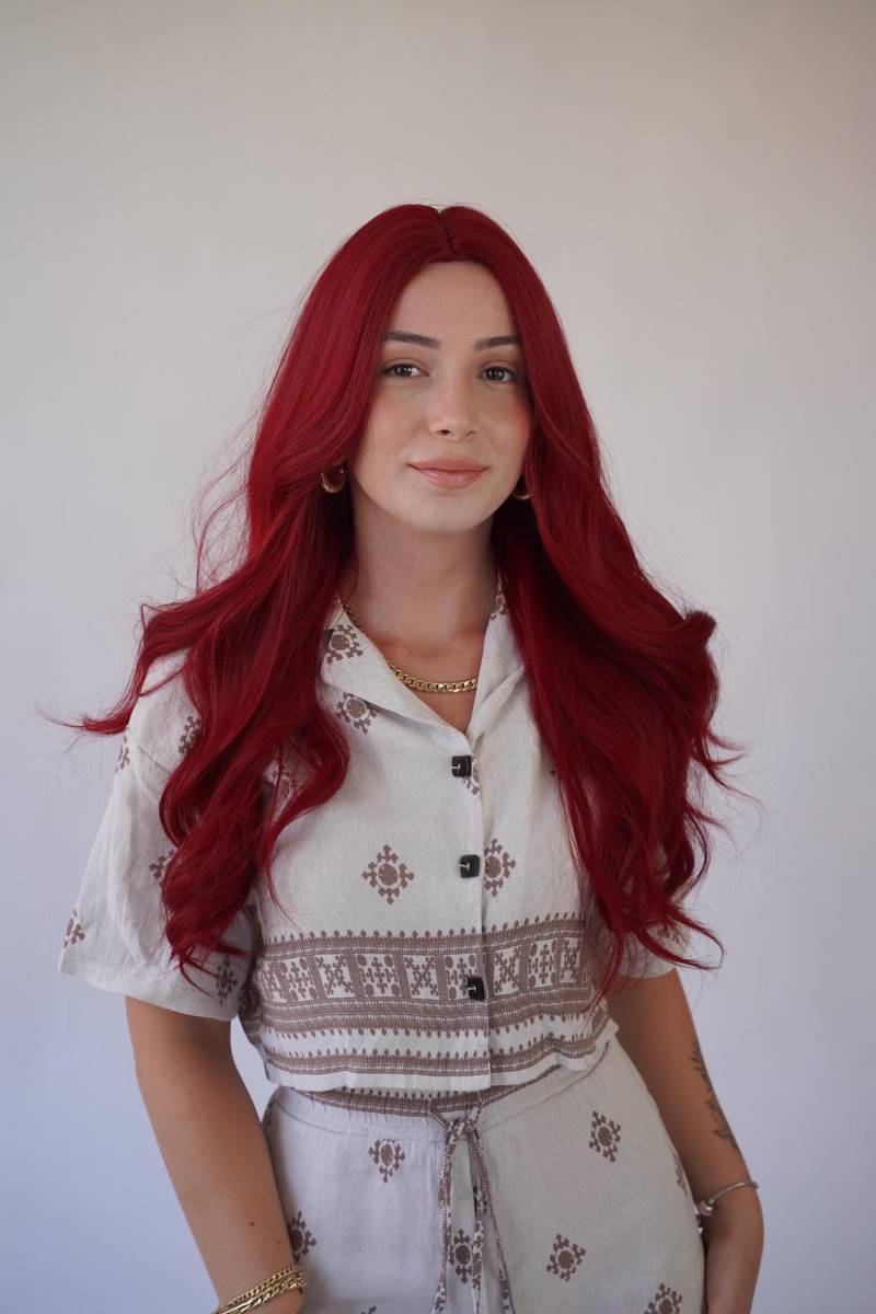 Kräftige Rote Lange Gewellte Perücke, Cosplay Mermaid Ziehen Sie Königin Perücke von Evanesswigs