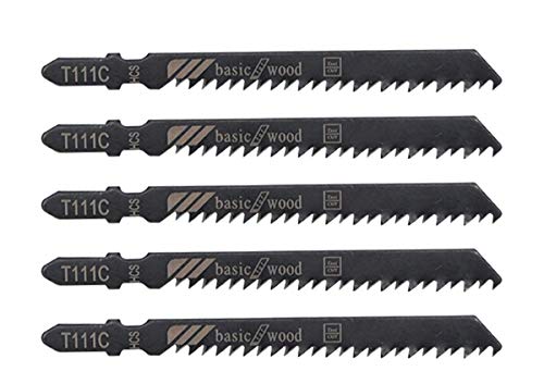 Stichsägeblätter 5 PCS T111C T-Schaft-Stichsägeblatt Universelles Stichsägeblatt-Sortiment zum Schneiden von Metall-Holz-PVC und mehr - passend für Bosch, Dewalt, Hitachi, Makita, Festool usw. von Evazory