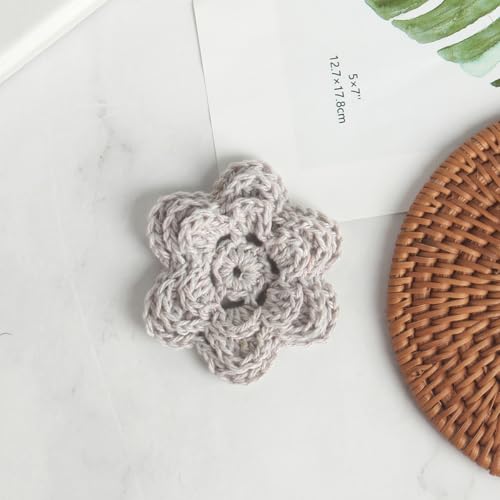 Handgefertigte Häkelblumen, 6 Blütenblätter, drei Schichten, 5,1 cm, 20 Stück, Grau Handgefertigte Häkelblumen, 6 Blütenblätter, drei Schichten, 5,1 cm, 20 Stück, Grau von EveStroKA