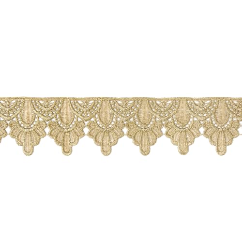 Spitzenband, 4,5 m, goldfarben, bestickt, Spitzenband, Besätze Stoff (Gold #B18 (4,57 m)) von EveStroKA