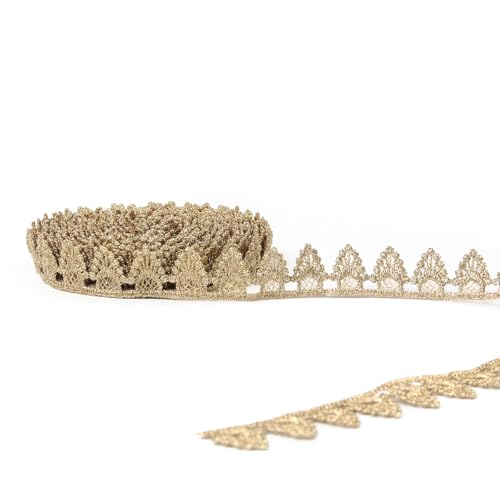 Spitzenbordüre Goldene Spitzenband Hochwertiger Spitze borten zum nähen für DIY Handwerk Kleidung Zubehör Dekor (Gold #F06（5Yards）) von EveStroKA