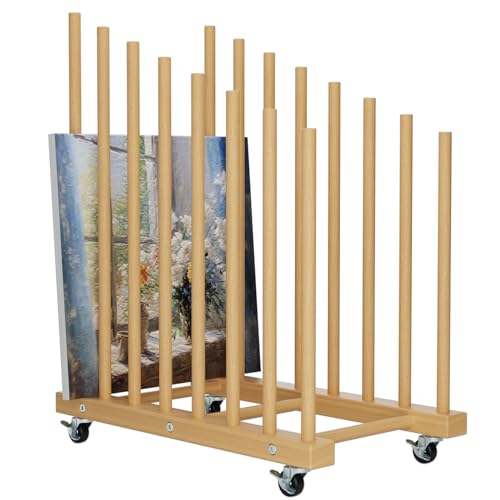 Kunst-Aufbewahrungsregal mit Rollen, Kunsttrockengestell, Holzaufbewahrungsständer für Leinwandaufbewahrung, Zeichenbrett-Aufbewahrungsregal, Drucksachen, Papierblock für Kunststudio, Galerie, Kunst-Aufbewahrungsregal mit Rollen, Kunsttrockengestell, Holzaufbewahrungsständer für Leinwandaufbewahrung, Zeichenbrett-Aufbewahrungsregal, Drucksachen, Papierblock für Kunststudio, Galerie, von Evellstor