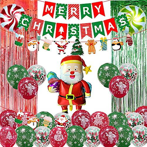 Evenden Weihnachten Latex Ballon Kit Frohe Weihnachten Banner für DIY Weihnachten Fenster Hintergrund Dekoration A von Evenden