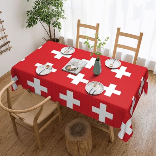 Evengigy Tischdecke mit Schweizer Flagge, bedruckt, Tischtuch, Küchentischdecke für rechteckige Tische Evengigy Tischdecke mit Schweizer Flagge, bedruckt, Tischtuch, Küchentischdecke für rechteckige Tische von Evengigy