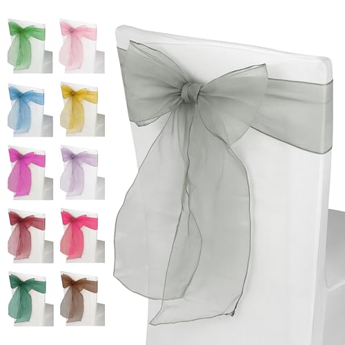 50 Stück silberne Organza-Stuhlschärpen – breite Schärpen für vollere Schleifen, ideal für Hochzeit, Geburtstag, Empfang und Jubiläums-Party-Dekorationen, 17 x 280 cm 50 Stück silberne Organza-Stuhlschärpen – breite Schärpen für vollere Schleifen, ideal für Hochzeit, Geburtstag, Empfang und Jubiläums-Party-Dekorationen, 17 x 280 cm von Event Decor Shop