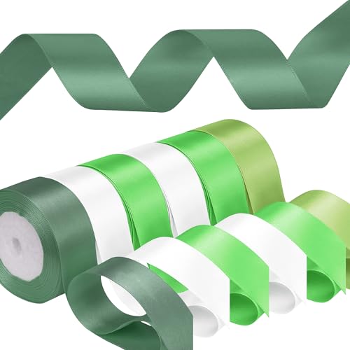 Doppelseitiges Satinband, 25 mm, 6 Rollen x 92 m, Apfelgrün, Salbei, Neon, Säuregrün und Weiß, insgesamt 600 m, für Basteln, Geschenkverpackungen, Nähen, Partyschleifen und Blumendekor Doppelseitiges Satinband, 25 mm, 6 Rollen x 92 m, Apfelgrün, Salbei, Neon, Säuregrün und Weiß, insgesamt 600 m, für Basteln, Geschenkverpackungen, Nähen, Partyschleifen und Blumendekor von Event Decor Shop