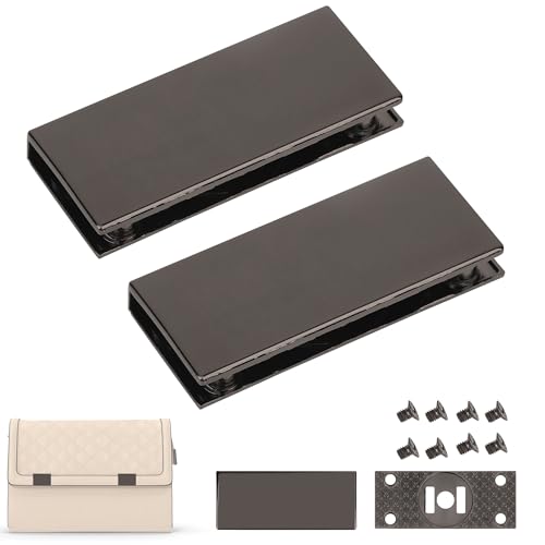 EVENT DECOR SHOP Rechteckige Verschlussplatten für Clutch, Magnetkante, modische Taschenbeschläge, Gurtabdeckungsverschluss, langlebige Taschenverschluss-Hardware (Gunmetal, 2 Stück) von Event Decor Shop