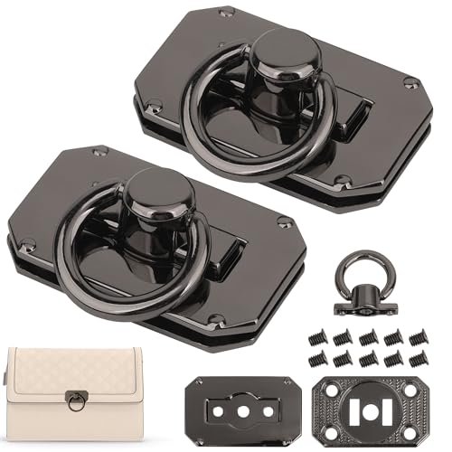 EVENT DECOR SHOP Rechteckiges Schnallengehäuse mit D-Ring für Magnetverschlüsse – Handtaschen-Verschlussplatte, Magnetverschluss-Hardware & Taschenverriegelungszubehör (Gunmetal, 2 Stück) von Event Decor Shop