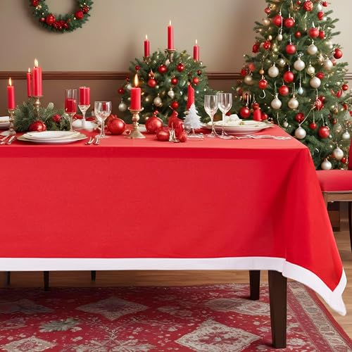 Event Decor Shop Festtags-Tischdecke in Rot, 178 cm x 132 cm, rechteckig, Weihnachtsfilz-Tischdecke mit weißem Rand, perfekt für Weihnachtsfeiern, Familienfeiern, 10 Stück Event Decor Shop Festtags-Tischdecke in Rot, 178 cm x 132 cm, rechteckig, Weihnachtsfilz-Tischdecke mit weißem Rand, perfekt für Weihnachtsfeiern, Familienfeiern, 10 Stück von Event Decor Shop