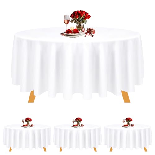Weiße runde Tischdecke, 308 cm, große Tischdecke aus Polyestergewebe, für Hochzeiten, Bankette, Esszimmer, Buffet, Partys, Weihnachten, Restaurant, Veranstaltungen im Freien, knitterfrei, 1 Stück Weiße runde Tischdecke, 308 cm, große Tischdecke aus Polyestergewebe, für Hochzeiten, Bankette, Esszimmer, Buffet, Partys, Weihnachten, Restaurant, Veranstaltungen im Freien, knitterfrei, 1 Stück von Event Decor Shop