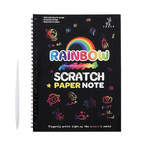 Eventerde Malbücher zum Kratzen, Zeichenbuch für Kinder, Spielerische Aktivität mit Eingabestift aus Holz, für Zuhause, Reisen, Schule, Kreativität von Eventerde