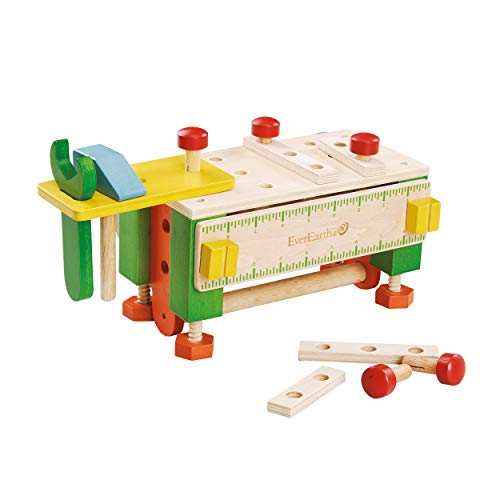 EverEarth Werkzeugkasten mit Werkbank - 2-in-1 Holzspielzeug mit Hammer, Schraubendreher & Säge - Fördert Feinmotorik & Kreativität - Nachhaltiges Spielzeug ab 3 Jahren - EE33289 EverEarth Werkzeugkasten mit Werkbank - 2-in-1 Holzspielzeug mit Hammer, Schraubendreher & Säge - Fördert Feinmotorik & Kreativität - Nachhaltiges Spielzeug ab 3 Jahren - EE33289 von EverEarth