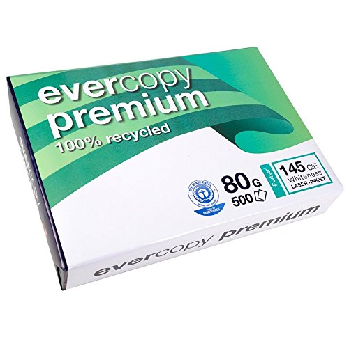 Evercopy Karton 2500 Blatt Papier 80 g A4 210 x 297 mm Engel zertifiziert blau Premium weiß von Evercopy
