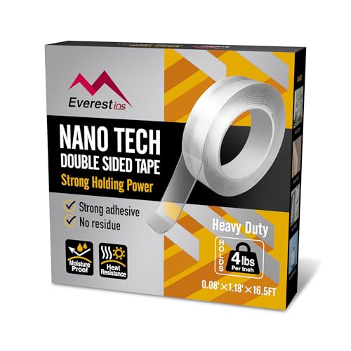Everest Nano Tech Doppelseitiges Klebeband, Sehr Stark, Starke Haltekraft, Transparentes Mehrzweck-Schaumstoffband, Klebeband zum Aufhängen von Bildern, Wandklebeband Everest Nano Tech Doppelseitiges Klebeband, Sehr Stark, Starke Haltekraft, Transparentes Mehrzweck-Schaumstoffband, Klebeband zum Aufhängen von Bildern, Wandklebeband von Everest IOS