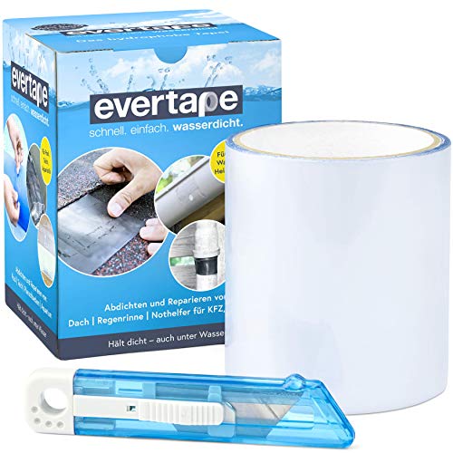 Everfix Evertape Reparatur Klebeband, Reparaturset, wasserdicht, Set zum Abdichten und Reparieren - auch auf nasser Fläche und unter Wasser verwendbar (10 cm x 150 cm) transparent von Everfix